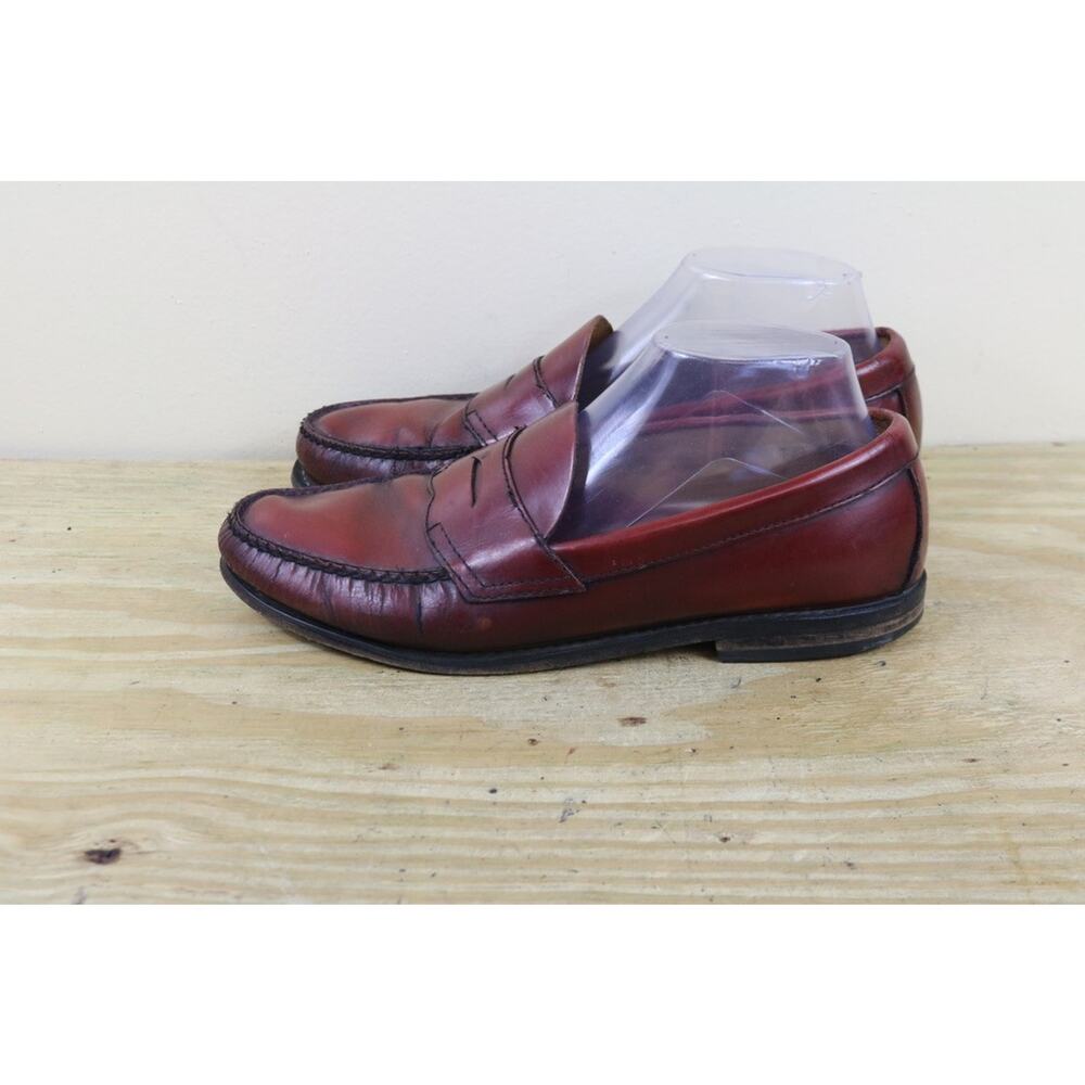 GH Bass Weejuns Mens 9D Red Leather Penny Loafers Logan Slip On Shoes